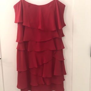 NWT BCBG Red Ruffle Dress with removal straps